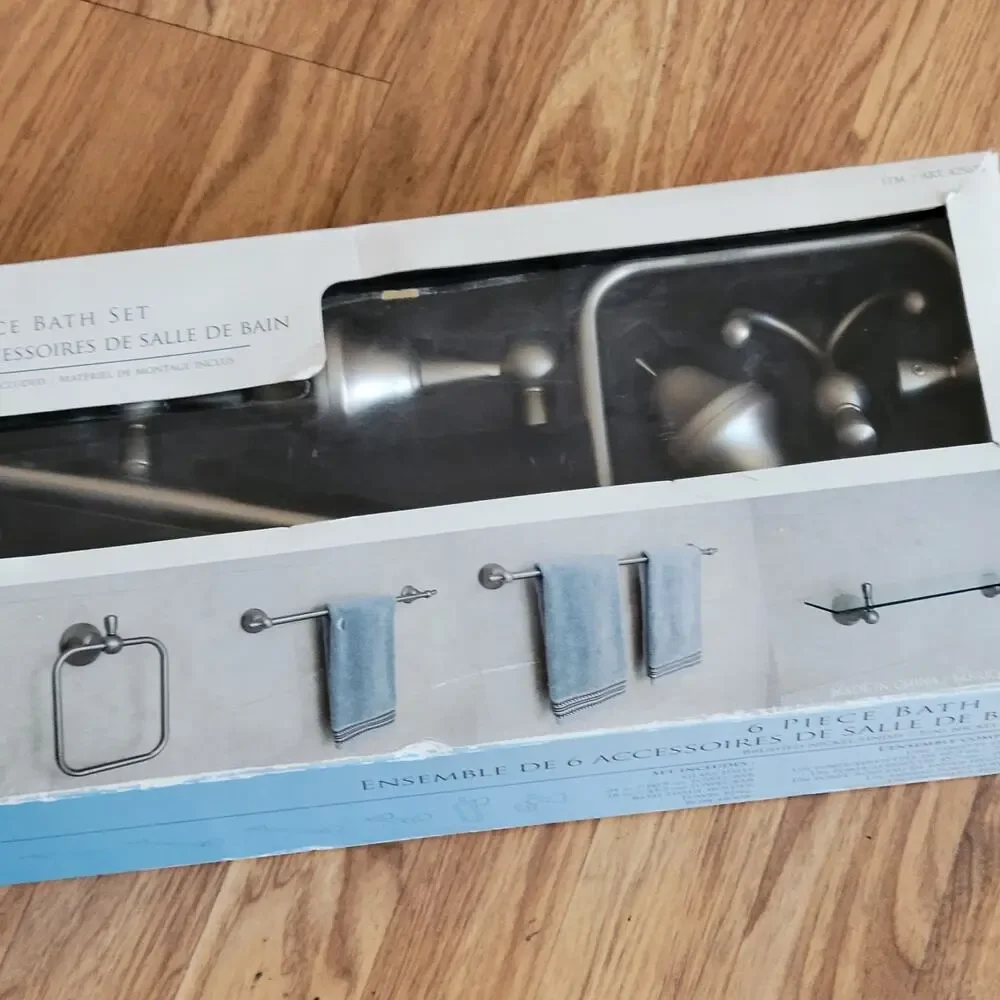 Sheffield Home 6 Piece Bath Accessory Set in Brushed Nickel Finish New